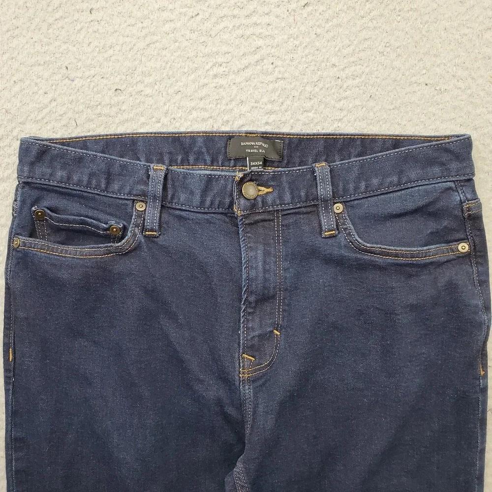 Banana Republic Travel Jeans Men 34x34 Blue Denim Slim Fit Skinny Leg Streetwear